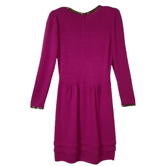 Vintage Don Sayres For Wellmore Wool Blend‎ Pink Beaded Sweater Dress Size 10 - Picture 2 of 7